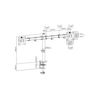 Digitus držák na dva monitory 15-32 ", 2x 8 kg (max.), Černé VESA: 75 x 75, 100 x 100