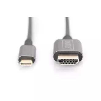 Digitus USB-C - HDMI kabelový adaptér, 1,8 m 4K/30 Hz, černý, kovový kryt