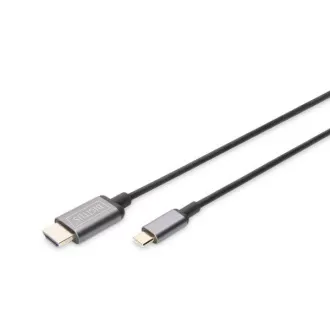 Digitus USB-C - HDMI kabelový adaptér, 1,8 m 4K/30 Hz, černý, kovový kryt