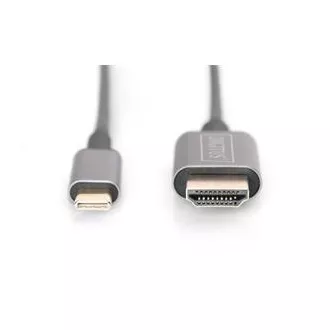Digitus USB-C - HDMI kabelový adaptér, 1,8 m 4K/30 Hz, černý, kovový kryt