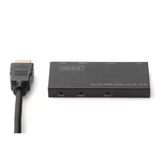 Digitus Ultra tenký HDMI Rozbočovač, 1x2, 4K / 60Hz HDR, HDCP 2.2, 18 Gbps, Micro USB napájeno