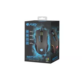Fury Herní myš Hustler, herní, 6400DPI, USB, optická, drátová, RGB, 7 tlačítek, kabel délka 1,6m, černá