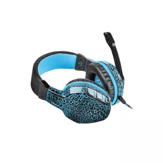 Fury Herní sluchátka s mikrofonem Hellcat, drátové, modré podsvícení, jack 3,5mm, kabel délka 2m, černá