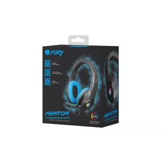 Fury Herní sluchátka s mikrofonem Phantom, drátové, RGB, USB, jack 3,5mm, kabel délka 2m, černá