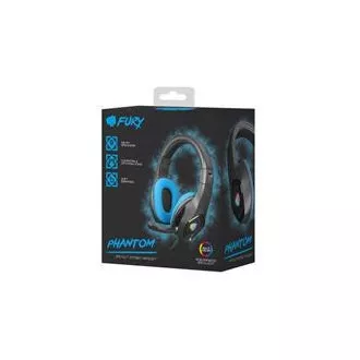 Fury Herní sluchátka s mikrofonem Phantom, drátové, RGB, USB, jack 3,5mm, kabel délka 2m, černá