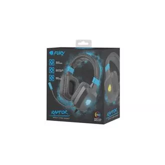 Fury Herní sluchátka s mikrofonem Raptor, drátové, RGB, USB, jack 3,5mm, kabel délka 2m, černá