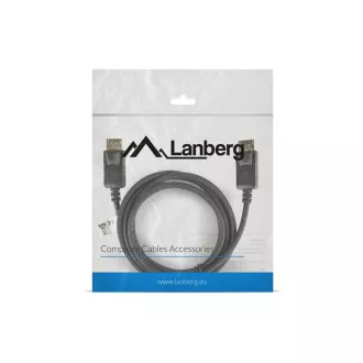 LANBERG připojovací kabel DisplayPort 1.2 M/M, 4K@60Hz, délka 1,8m, černý, se západkou, zlacené konektory LANBERG připojovací kabel DisplayPort 1.2 M/M, 4K@60Hz, délka 1,8m, černý, se západkou, zlacené konektory