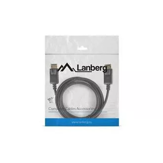 LANBERG připojovací kabel DisplayPort 1.2 M/M, 4K@60Hz, délka 1,8m, černý, se západkou, zlacené konektory LANBERG připojovací kabel DisplayPort 1.2 M/M, 4K@60Hz, délka 1,8m, černý, se západkou, zlacené konektory