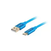 LANBERG USB-C (M) na USB-A (M) 2.0 kabel 1,8m, modrý, rychlé nabíjení 3.0