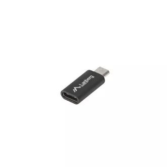 LANBERG adaptér USB-C (F) 2.0 na USB MICRO (M), černý