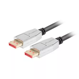 LANBERG připojovací kabel DisplayPort 1.4 M/M, 8K@60Hz, 5K@120Hz, délka 1,8m, černý, se západkou, zlacené konektory