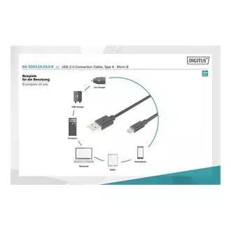 Digitus USB 2.0 kabel USB A samec na USB micro B samec, 2x stíněný, Měď, 1m