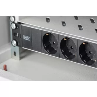 Digitus 1U Hliníkový PDU, 254 mm (10 ") montáž do stojanu 3x bezpečnostní vývod, 16A, 4000W, 250VAC 50/60 Hz