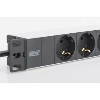 Digitus 1U Hliníkový PDU, 254 mm (10 ") montáž do stojanu 3x bezpečnostní vývod, 16A, 4000W, 250VAC 50/60 Hz