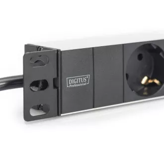 Digitus 1U Hliníkový PDU, 254 mm (10 ") montáž do stojanu 3x bezpečnostní vývod, 16A, 4000W, 250VAC 50/60 Hz