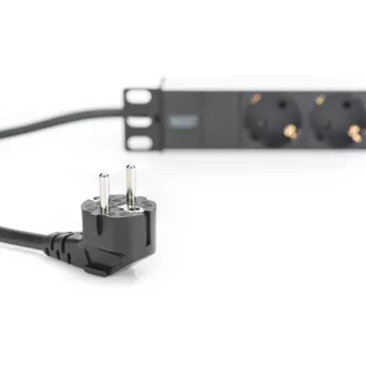 Digitus 1U Hliníkový PDU, 254 mm (10 ") montáž do stojanu 3x bezpečnostní vývod, 16A, 4000W, 250VAC 50/60 Hz