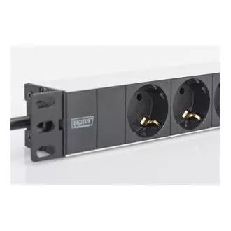 Digitus 1U Hliníkový PDU, 254 mm (10 ") montáž do stojanu 3x bezpečnostní vývod, 16A, 4000W, 250VAC 50/60 Hz