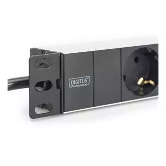 Digitus 1U Hliníkový PDU, 254 mm (10 ") montáž do stojanu 3x bezpečnostní vývod, 16A, 4000W, 250VAC 50/60 Hz