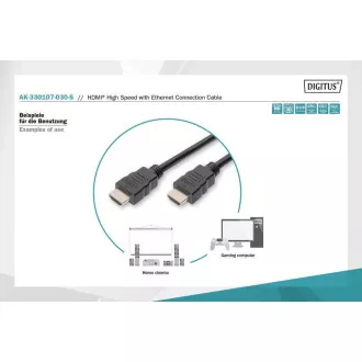 Digitus Připojovací kabel HDMI High Speed, typ A M/M, 3,0 m, Ultra HD 60p, zlatý, bl Digitus Připojovací kabel HDMI High Speed, typ A M/M, 3,0 m, Ultra HD 60p, zlatý, bl