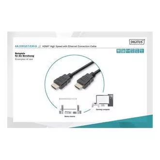 Digitus Připojovací kabel HDMI High Speed, typ A M/M, 3,0 m, Ultra HD 60p, zlatý, bl Digitus Připojovací kabel HDMI High Speed, typ A M/M, 3,0 m, Ultra HD 60p, zlatý, bl