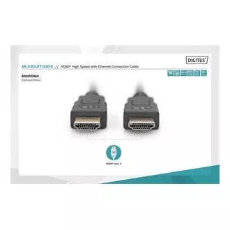 Digitus Připojovací kabel HDMI High Speed, typ A M/M, 3,0 m, Ultra HD 60p, zlatý, bl Digitus Připojovací kabel HDMI High Speed, typ A M/M, 3,0 m, Ultra HD 60p, zlatý, bl