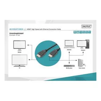 Digitus Připojovací kabel HDMI High Speed, typ A M/M, 3,0 m, Ultra HD 60p, zlatý, bl Digitus Připojovací kabel HDMI High Speed, typ A M/M, 3,0 m, Ultra HD 60p, zlatý, bl