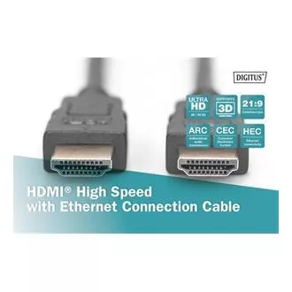 Digitus Připojovací kabel HDMI High Speed, typ A M/M, 3,0 m, Ultra HD 60p, zlatý, bl Digitus Připojovací kabel HDMI High Speed, typ A M/M, 3,0 m, Ultra HD 60p, zlatý, bl
