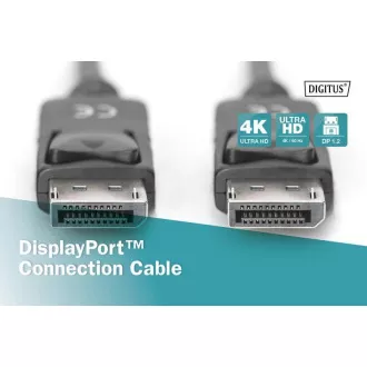 Digitus Připojovací kabel DisplayPort 1.2, DP M/M, 3,0 m, se západkou, Ultra HD 4K, bl