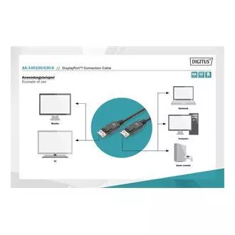 Digitus Připojovací kabel DisplayPort 1.2, DP M/M, 3,0 m, se západkou, Ultra HD 4K, bl
