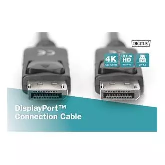 Digitus Připojovací kabel DisplayPort 1.2, DP M/M, 3,0 m, se západkou, Ultra HD 4K, bl