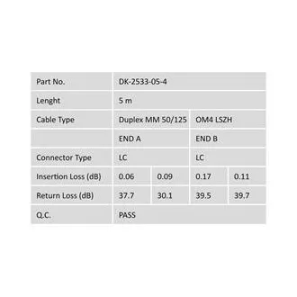 DIGITUS Fiber Optic Patch Cord, LC to LC, Multimode OM4 - 50/125 µ, Duplex Length 5m