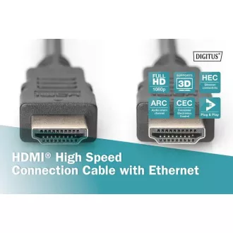 Digitus HDMI High Speed + Ethernet připojovací kabel, 2xstíněný, 3m