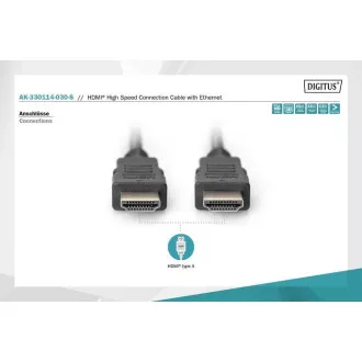 Digitus HDMI High Speed + Ethernet připojovací kabel, 2xstíněný, 3m