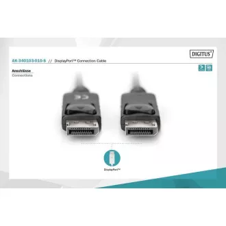 Digitus DisplayPort 1.1a. připojovací kabel 1 m, CU, AWG28, 2x stíněný