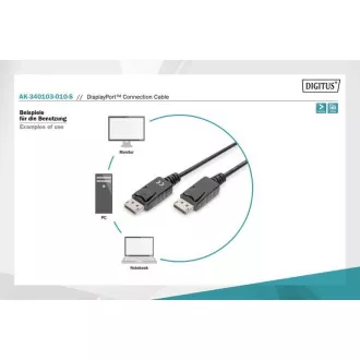 Digitus DisplayPort 1.1a. připojovací kabel 1 m, CU, AWG28, 2x stíněný