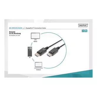 Digitus DisplayPort 1.1a. připojovací kabel 1 m, CU, AWG28, 2x stíněný