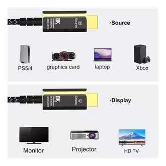 PremiumCord Ultra High Speed HDMI 2.1 optický fiber kabel 8K@60Hz,zlacené 15m