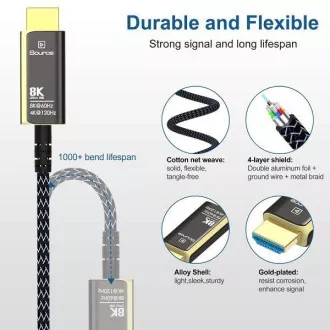 PremiumCord Ultra High Speed HDMI 2.1 optický fiber kabel 8K@60Hz,zlacené 30m