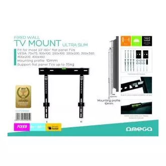 PLATINET OMEGA držák na zeď pevný pro TV, VESA 75x75, 100x100, 200x100, 200x200, 300x300, 400x200, 400x400 35 kg PLATINET OMEGA držák na zeď pevný pro TV, VESA 75x75, 100x100, 200x100, 200x200, 300x300, 400x200, 400x400 35 kg