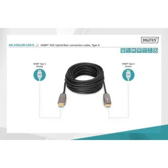 Digitus HDMI AOC hybridní optický kabel, Type A M/M, 10m, UHD 8K@60Hz, CE, gold, bl Digitus HDMI AOC hybridní optický kabel, Type A M/M, 10m, UHD 8K@60Hz, CE, gold, bl