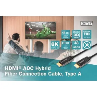 Digitus HDMI AOC hybridní optický kabel, Type A M/M, 10m, UHD 8K@60Hz, CE, gold, bl Digitus HDMI AOC hybridní optický kabel, Type A M/M, 10m, UHD 8K@60Hz, CE, gold, bl