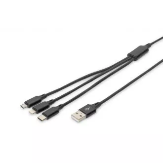 USB nabíjecí kabel, 3 v 1 , USB A - Lightning+micro B+Type-C 1m, kabel, bavlna, CE, bl USB nabíjecí kabel, 3 v 1 , USB A - Lightning+micro B+Type-C 1m, kabel, bavlna, CE, bl
