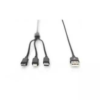 USB nabíjecí kabel, 3 v 1 , USB A - Lightning+micro B+Type-C 1m, kabel, bavlna, CE, bl USB nabíjecí kabel, 3 v 1 , USB A - Lightning+micro B+Type-C 1m, kabel, bavlna, CE, bl