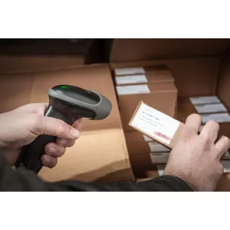 DIGITUS Ruční skener čárových kódů 2D, napájený z baterie, kompatibilní s Bluetooth a QR kódem, 200 skenů / s, s držákem