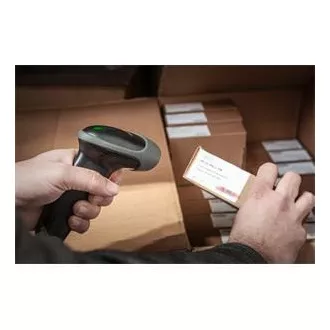 DIGITUS Ruční skener čárových kódů 2D, napájený z baterie, kompatibilní s Bluetooth a QR kódem, 200 skenů / s, s držákem