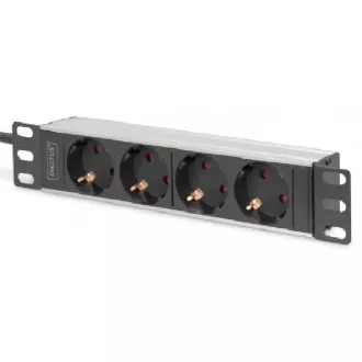 DIGITUS 10" zásuvkový pás s hliníkovým profilem, 4-cestné bezpečnostní zásuvky DIGITUS 10" zásuvkový pás s hliníkovým profilem, 4-cestné bezpečnostní zásuvky
