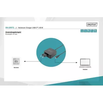 DIGITUS Nabíječka pro notebooky USB-C Napájení 65W PD3.0 DIGITUS Nabíječka pro notebooky USB-C Napájení 65W PD3.0