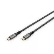 DIGITUS Připojovací kabel USB 4, TypeC na TypeC, AL-Housing PP Braid 4K@60Hz, PD3.0, 20Gbits/s, 3m, bl.