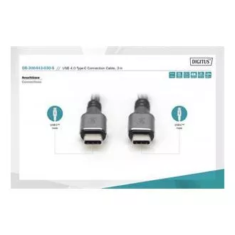 DIGITUS Připojovací kabel USB 4, TypeC na TypeC, AL-Housing PP Braid 4K@60Hz, PD3.0, 20Gbits/s, 3m, bl.