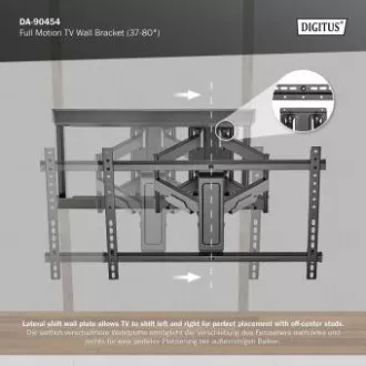 DIGITUS Plně pohyblivý TV nástěnný držák 37-80", 60 kg zatížení max., VESA: 200x100, 200x200, 300x200, 400x200, 300x300, 400x300